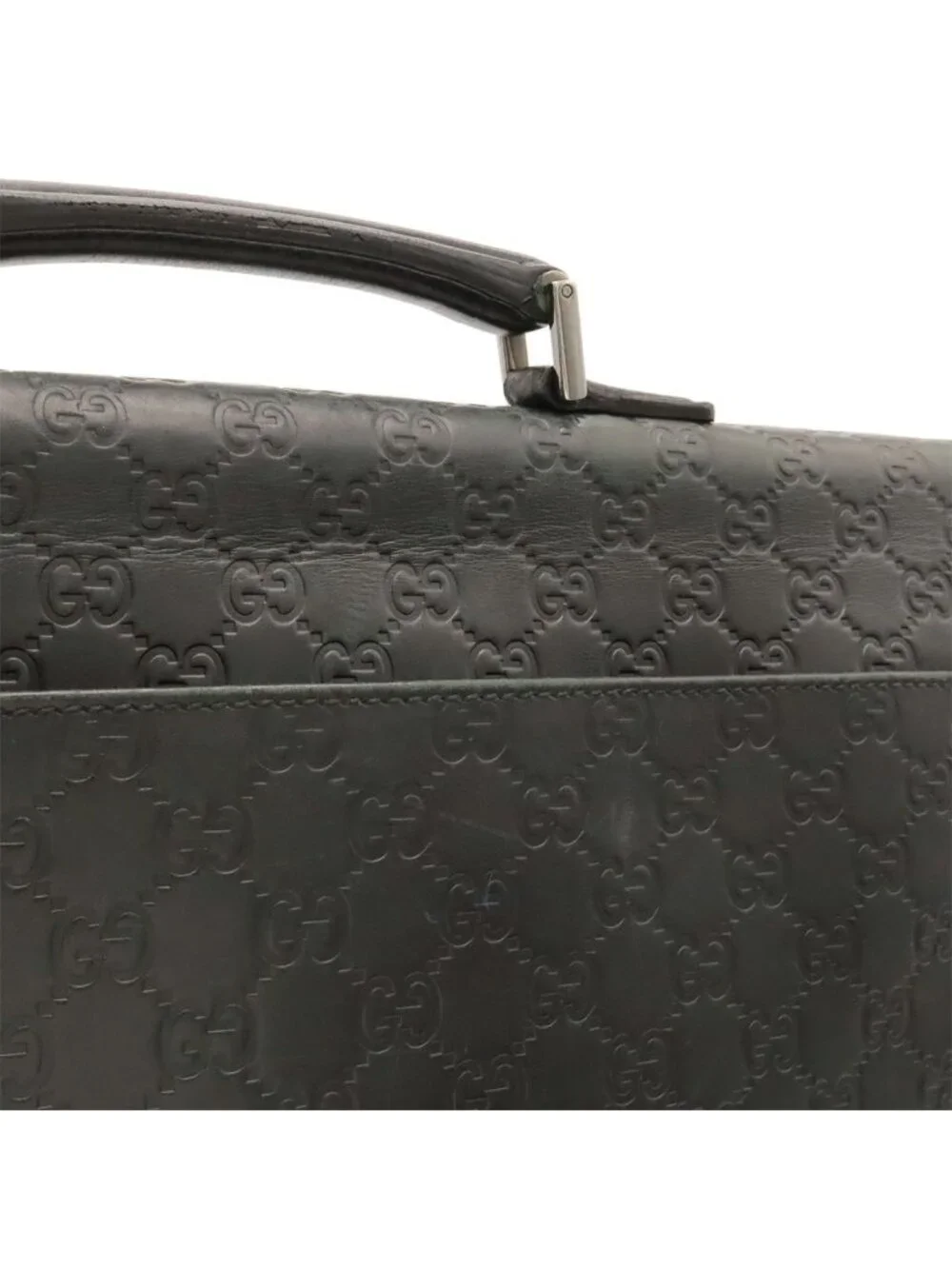Gucci Guccissima Briefcase Business Document Purse Diamond Lock Type Black